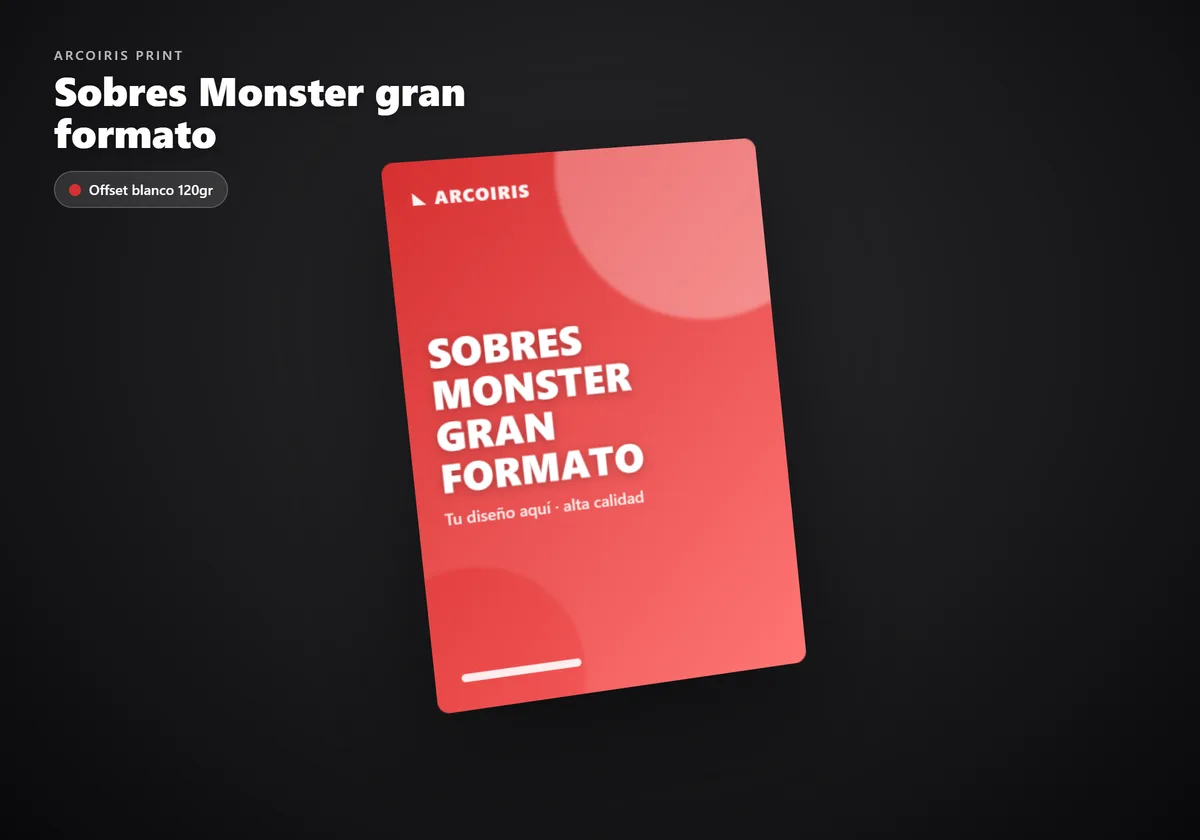 Sobres Monster gran formato personalizados en una escena real de uso