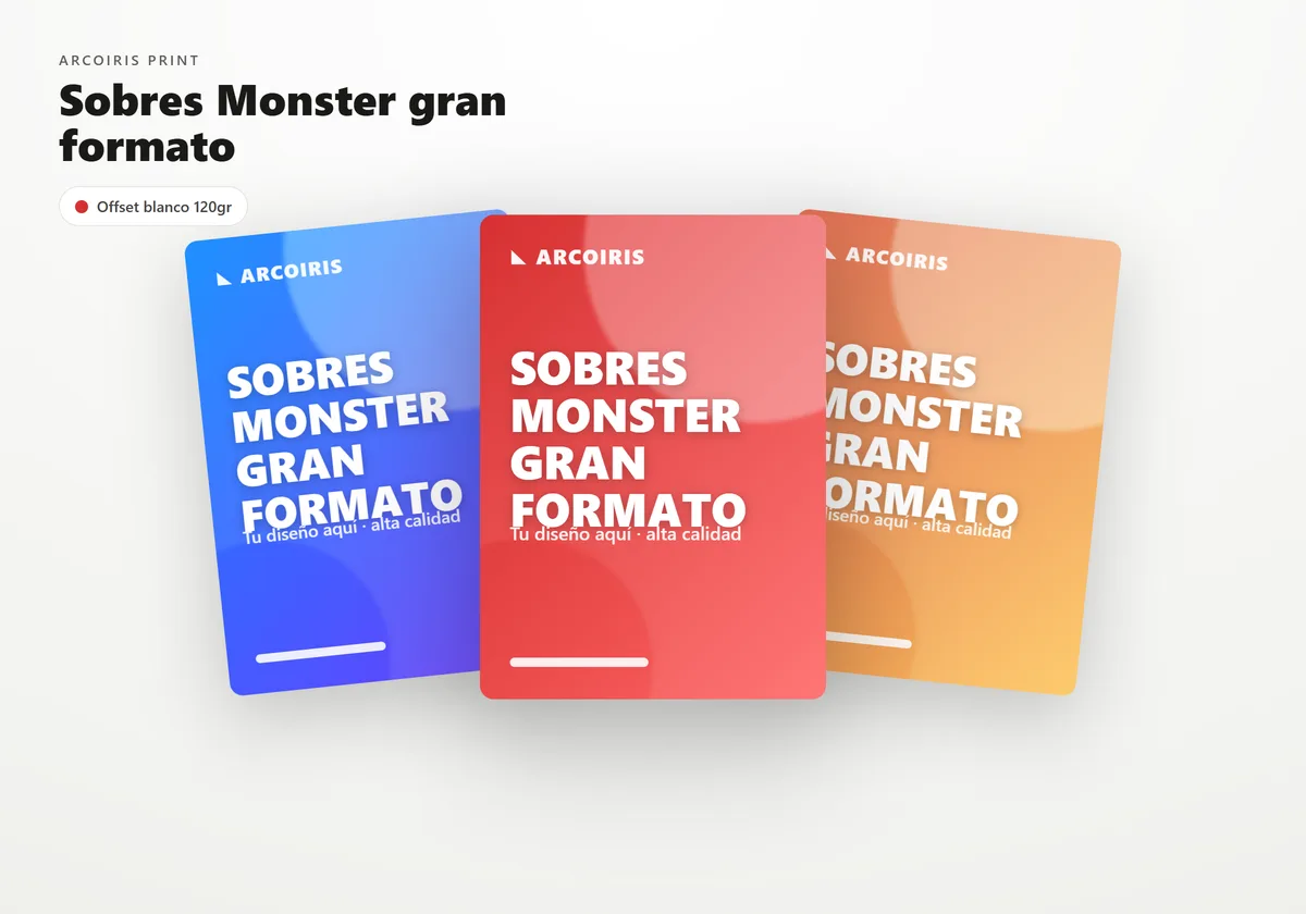 Diferentes variantes y colores de Sobres Monster gran formato agrupados